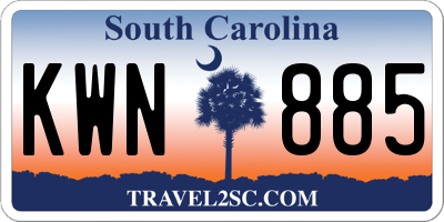 SC license plate KWN885