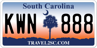 SC license plate KWN888