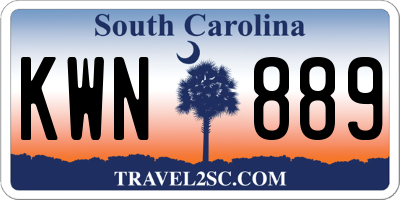 SC license plate KWN889