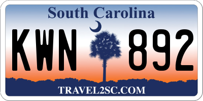 SC license plate KWN892