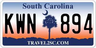 SC license plate KWN894