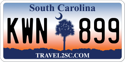 SC license plate KWN899