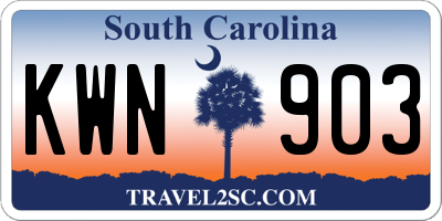 SC license plate KWN903