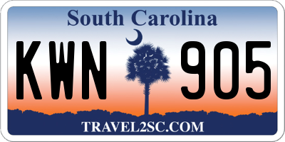 SC license plate KWN905