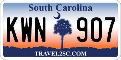 SC license plate KWN907