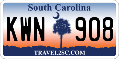 SC license plate KWN908