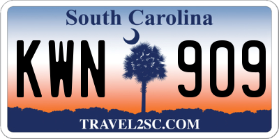 SC license plate KWN909