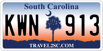 SC license plate KWN913