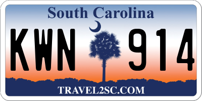 SC license plate KWN914