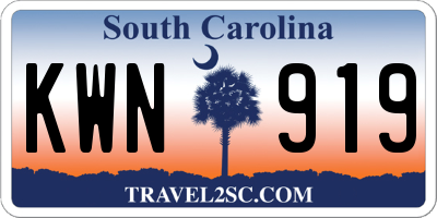 SC license plate KWN919