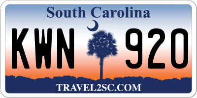 SC license plate KWN920