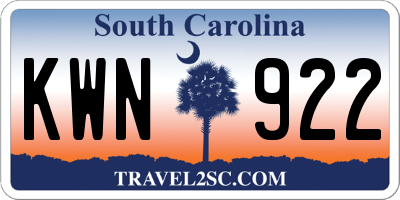 SC license plate KWN922