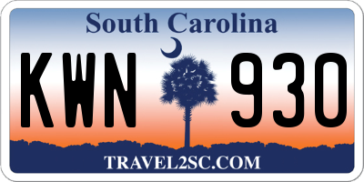 SC license plate KWN930