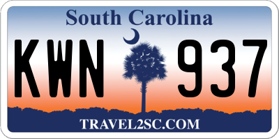SC license plate KWN937