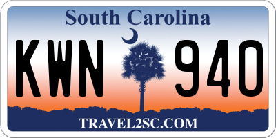 SC license plate KWN940