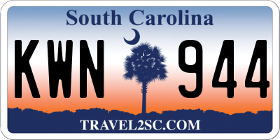 SC license plate KWN944