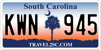 SC license plate KWN945