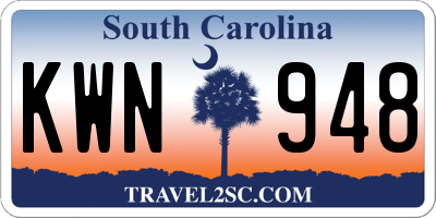 SC license plate KWN948