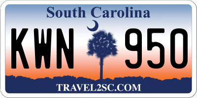 SC license plate KWN950