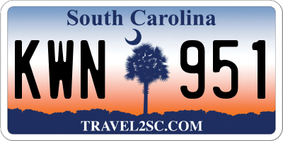 SC license plate KWN951