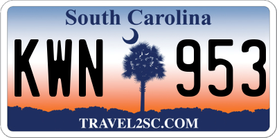 SC license plate KWN953