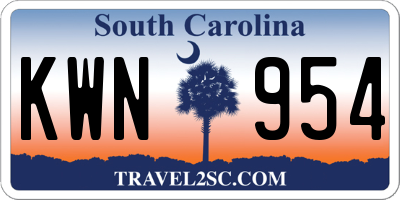 SC license plate KWN954