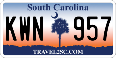 SC license plate KWN957