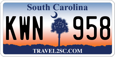 SC license plate KWN958