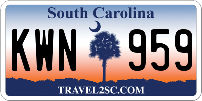 SC license plate KWN959
