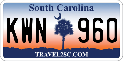 SC license plate KWN960