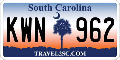 SC license plate KWN962