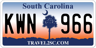 SC license plate KWN966