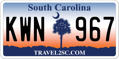 SC license plate KWN967
