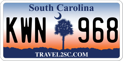 SC license plate KWN968