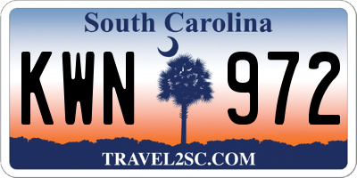 SC license plate KWN972