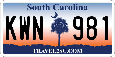 SC license plate KWN981