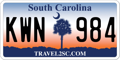 SC license plate KWN984