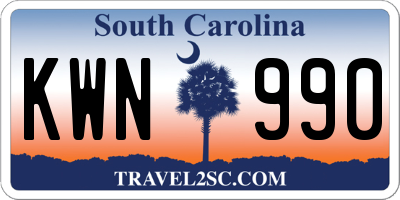SC license plate KWN990