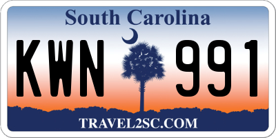 SC license plate KWN991
