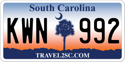 SC license plate KWN992