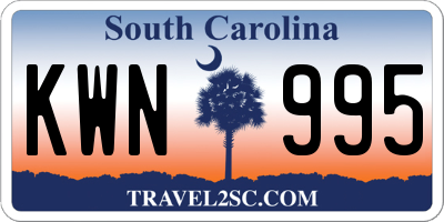 SC license plate KWN995