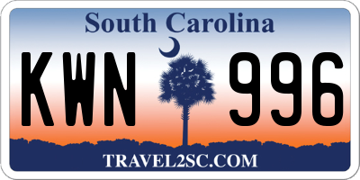 SC license plate KWN996