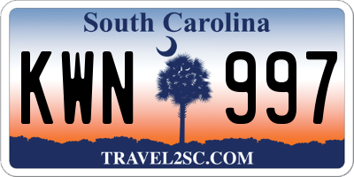 SC license plate KWN997