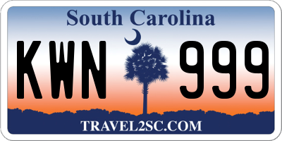 SC license plate KWN999