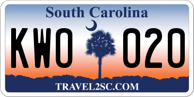 SC license plate KWO020