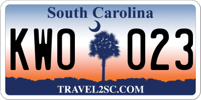 SC license plate KWO023