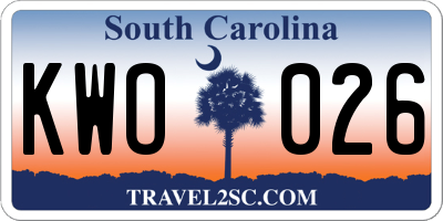 SC license plate KWO026