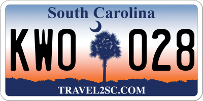 SC license plate KWO028