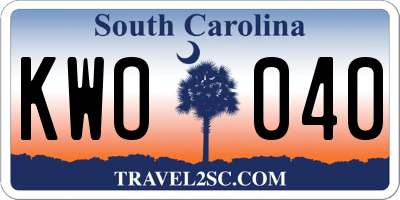 SC license plate KWO040