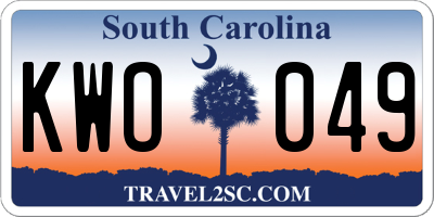 SC license plate KWO049